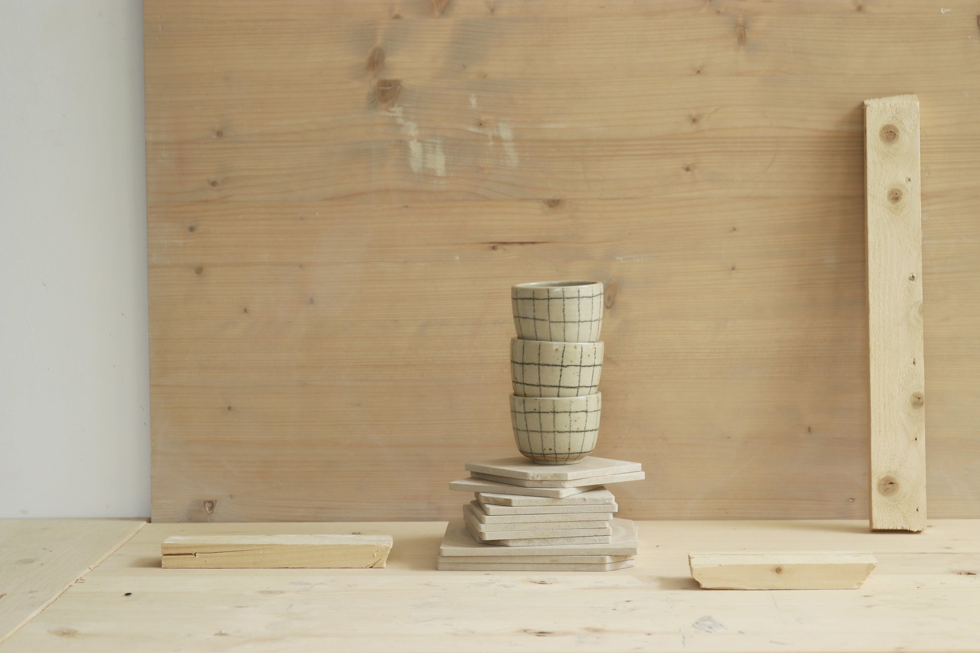 Handmade speckled stoneware ceramic sip cup in grid pattern and clear glaze. Made with lots of love in Lithuania.