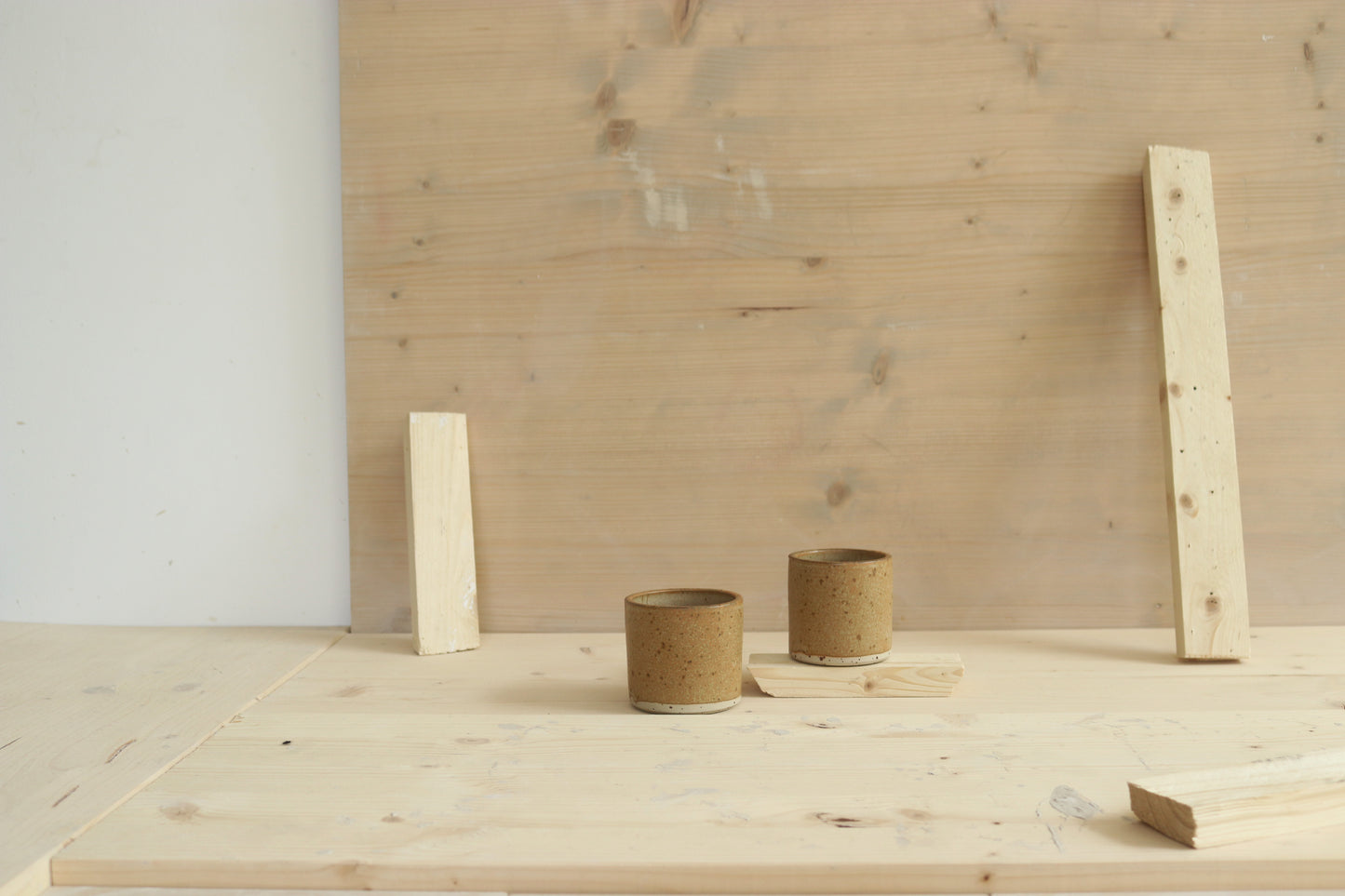 Handmade speckled stoneware narrow-shaped ceramic sip cups in maple coloured glaze. Made with lots of love in Lithuania.