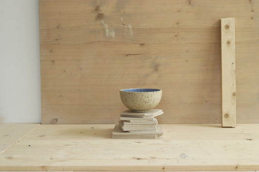 Porridge bowl / raw + blue